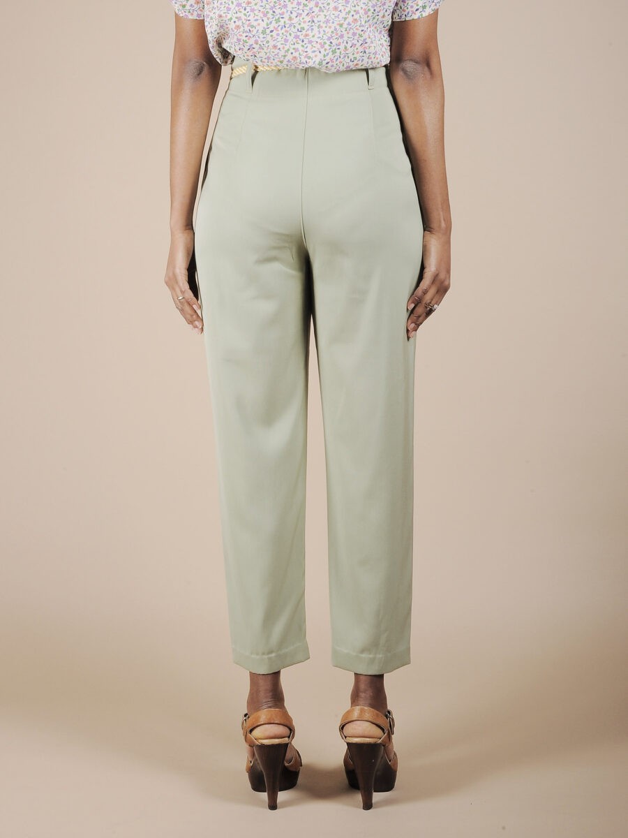 Pantalone a vita alta color salvia vintage ⋆ Friperie