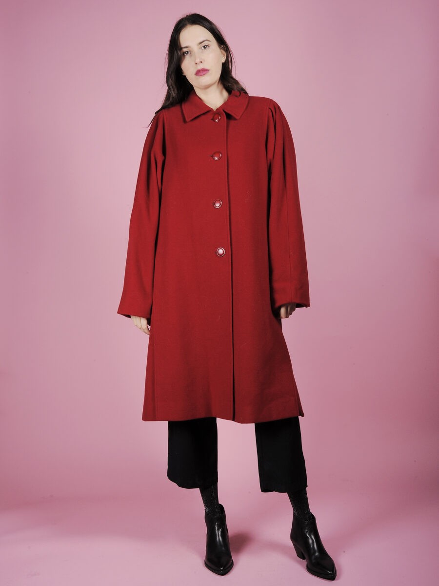 Cappotto rosso over anni 80 vintage ⋆ Friperie