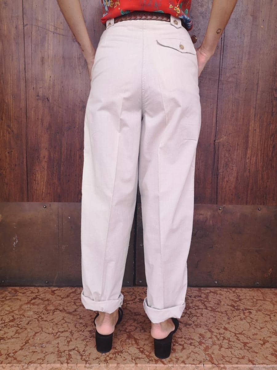 Pantalone beige in cotone leggero super comfort vintage ⋆ Friperie