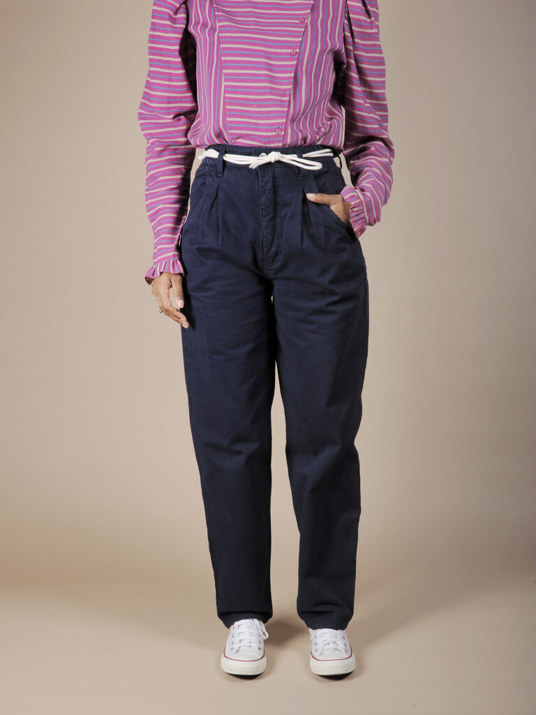 Pantalon Momoni En Lin Et Coton Noir - Taille 42 - Haute Taille Avec Plis - Occasion Très Bon état