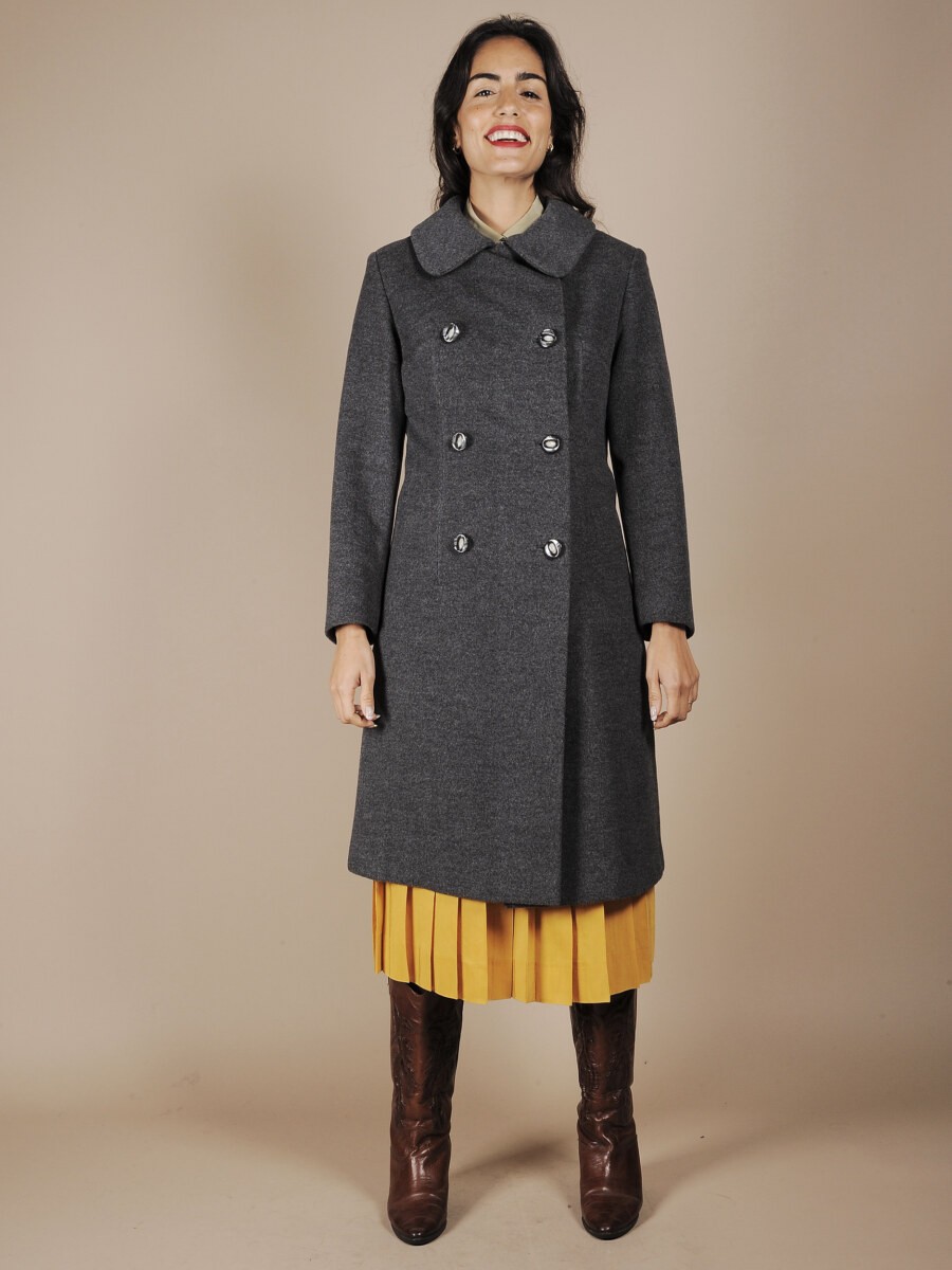 Cappotto sartoriale in lana grigio anni '60 vintage ⋆ Friperie
